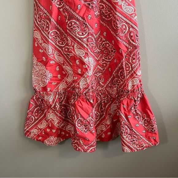 Anthro Holding Horses Women’s Red Bandana Paisley Strapless Midi Dress 0 - Picture 5 of 14